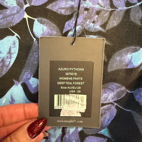 Insight Black and Purple Patterned Skinny Pants - Picture 4 of 6